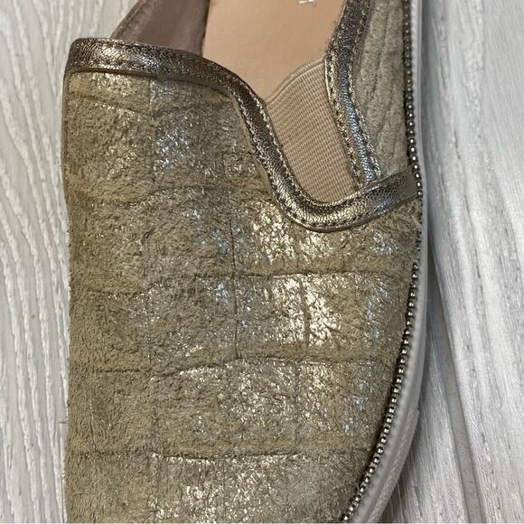 Botkier Women's Hayden Ivory Gold Croc Embossed Mule Platform Sneakers Size 6.5 - Picture 9 of 11